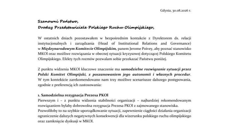 Polacy mogą nie pojechać na igrzyska olimpijskie! Sensacyjny list
